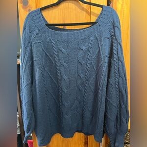 SHEIN Deep Blue Cable Knit Sweater